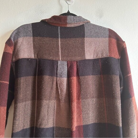 Free People Sz M Street Talk Plaid Button Front Relaxed Shacket Jacket - Picture 12 of 13